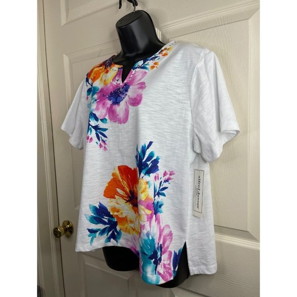Alfred Dunner Knit Top Womens Size Petite Extra Large PXL Short Sleeve White NWT - Picture 5 of 11